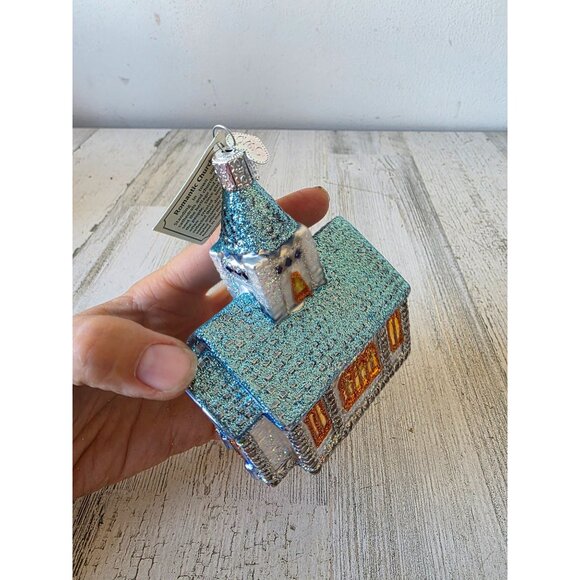 OWC old world romantic church chapel glass glitter ornament Xmas tree - Picture 7 of 8